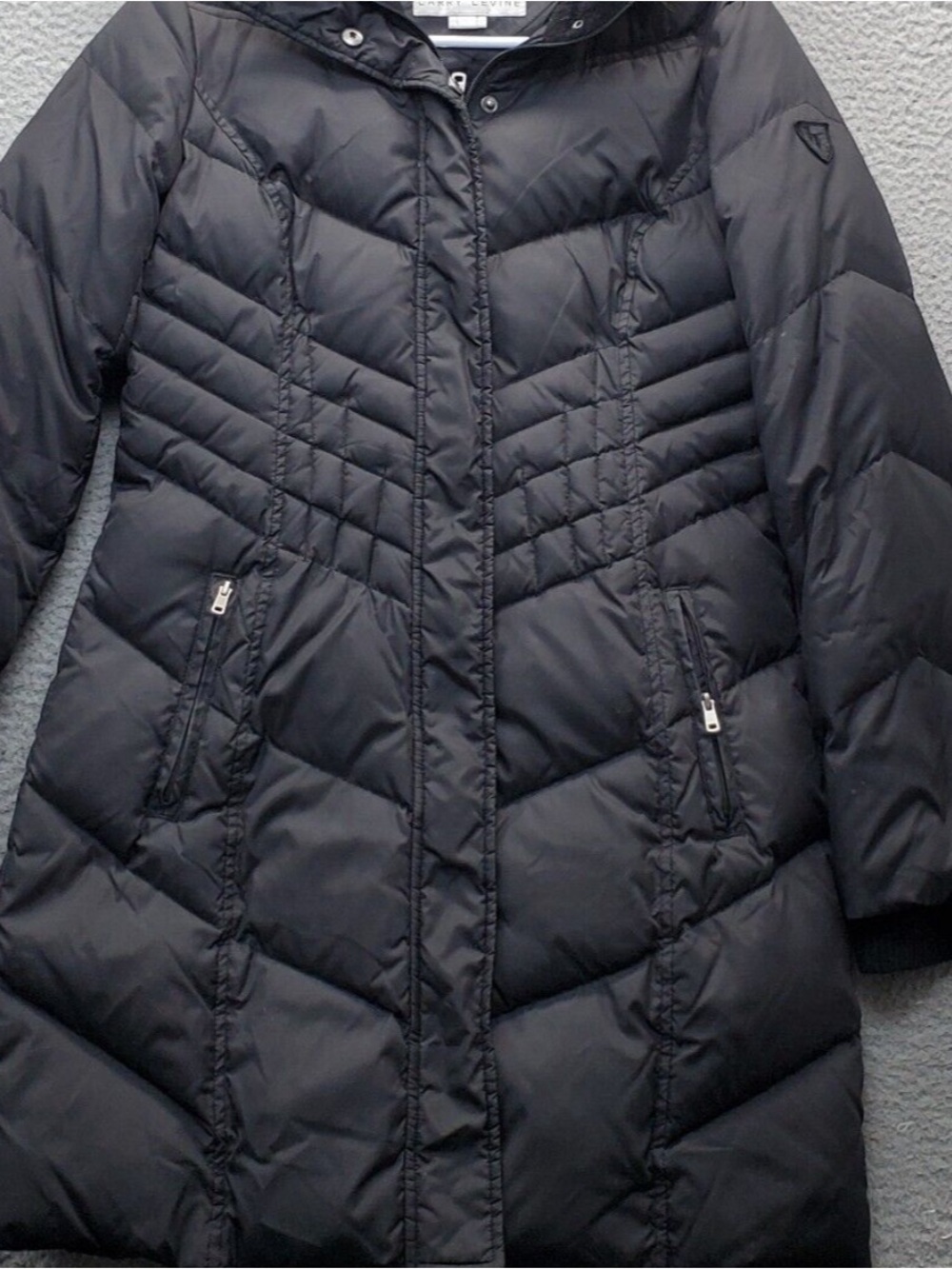 Larry Levine midi Quilted Down Puffer Coat down filled XL 100% feathers filled